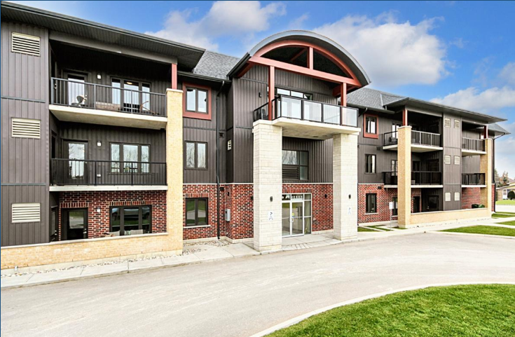 The Crossing Apartments exterior in Exeter, Ontario